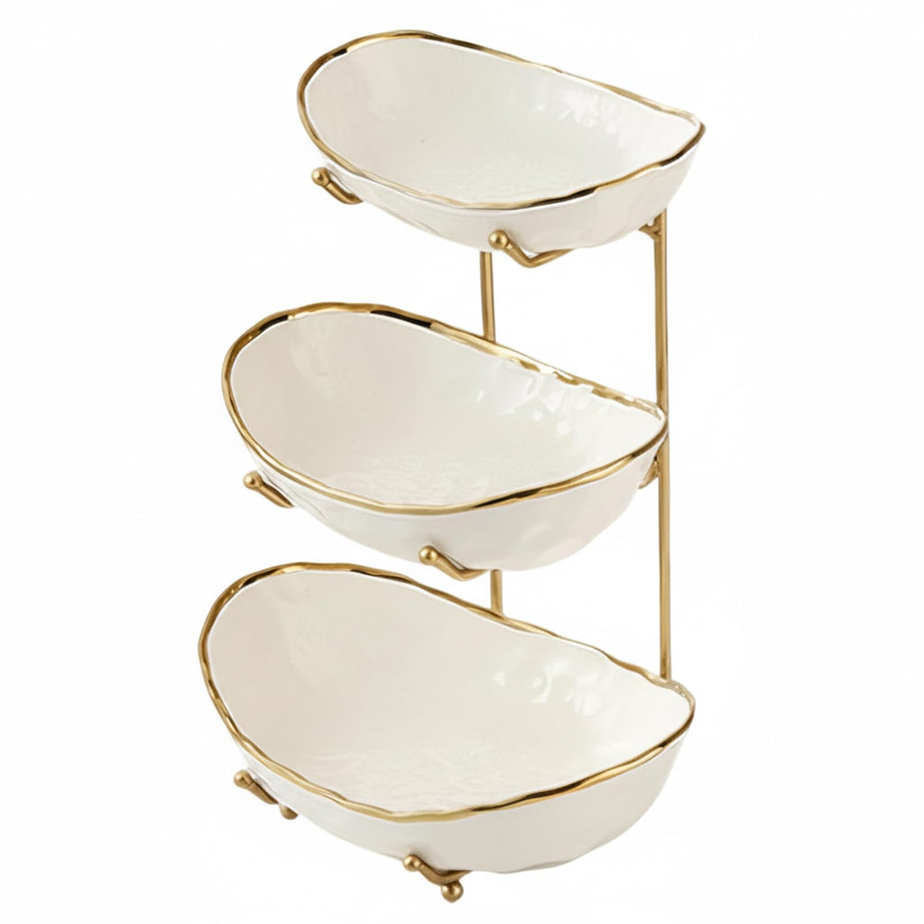 3-Tier Ceramic Fruit Bowl with Stand N8263
