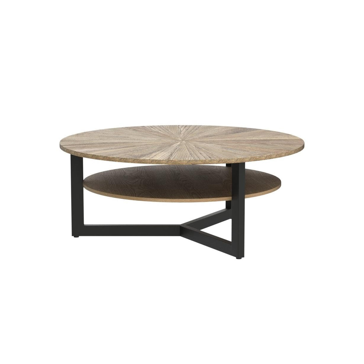 33.5" Round 2-Tier Wood Coffee Table with Storage K3188