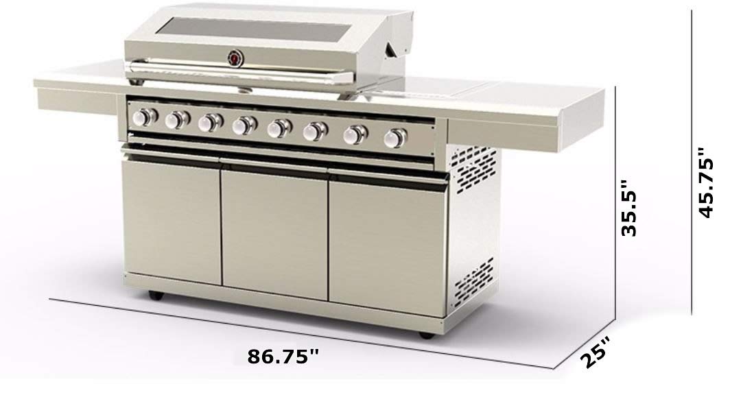 304 Stainless Steel 8 Burner Propane/Natural Gas BBQ Grill with Cover O6076