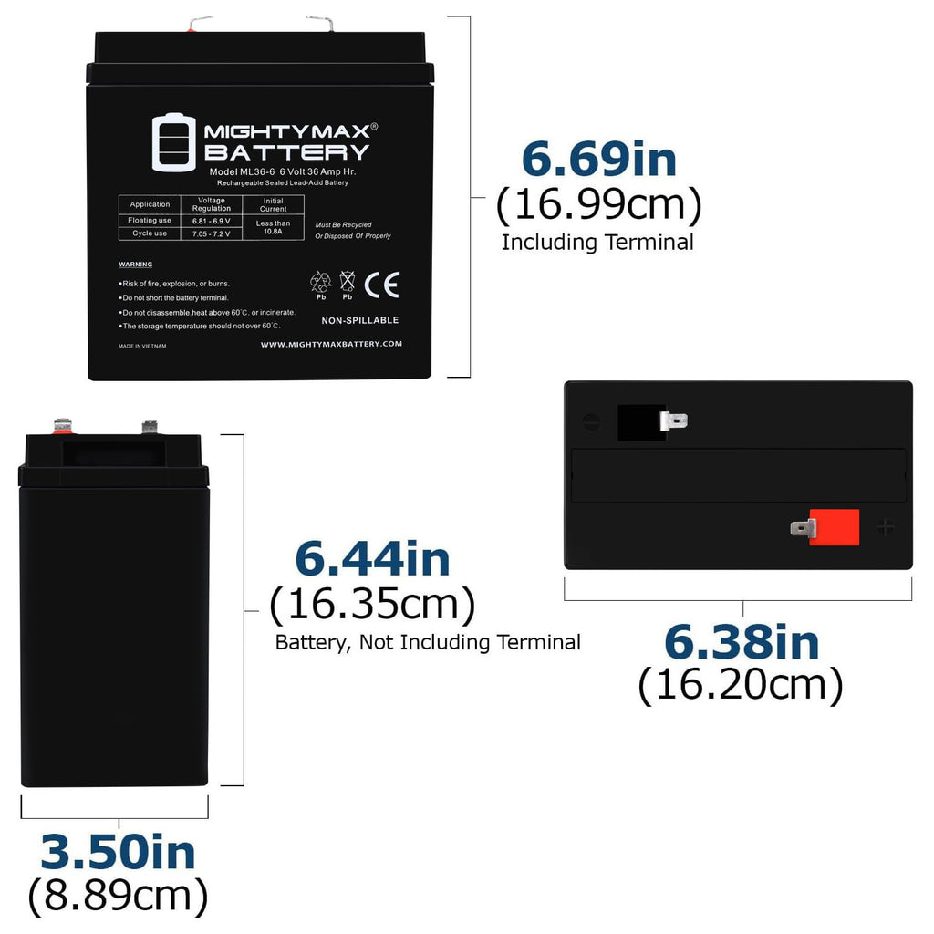 6V 36Ah AGM F2 Terminal Battery F72320