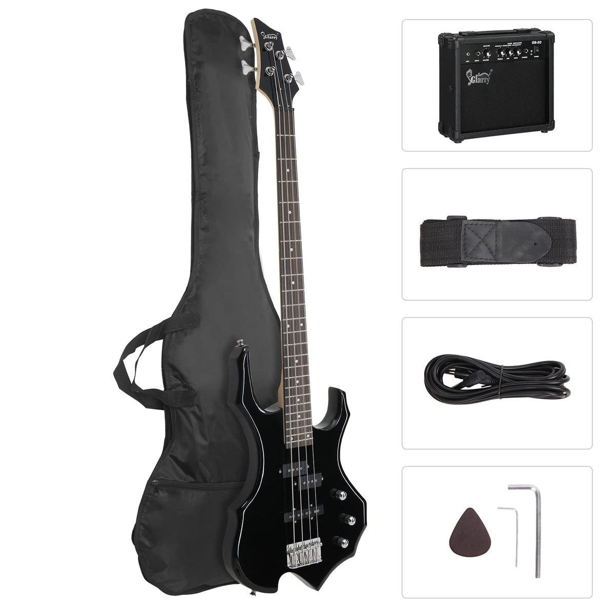 Electric Bass Guitar 4 Strings Black Z295044