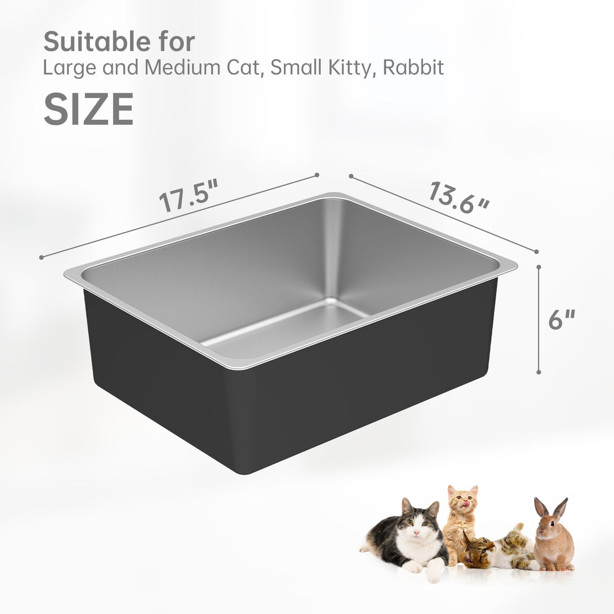 High Sided Stainless Steel Cat Litter Box M44520
