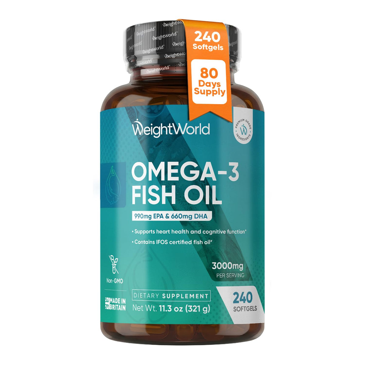 Omega 3 Fish Oil 3000mg 240 Softgels W16122
