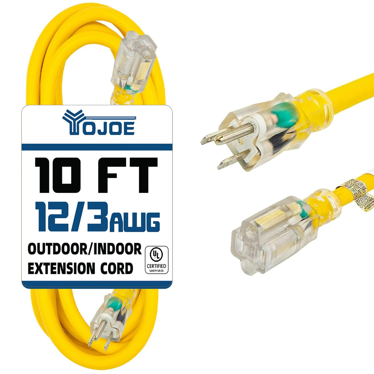 Yellow 12 Gauge 10 ft Extension Cord O3326