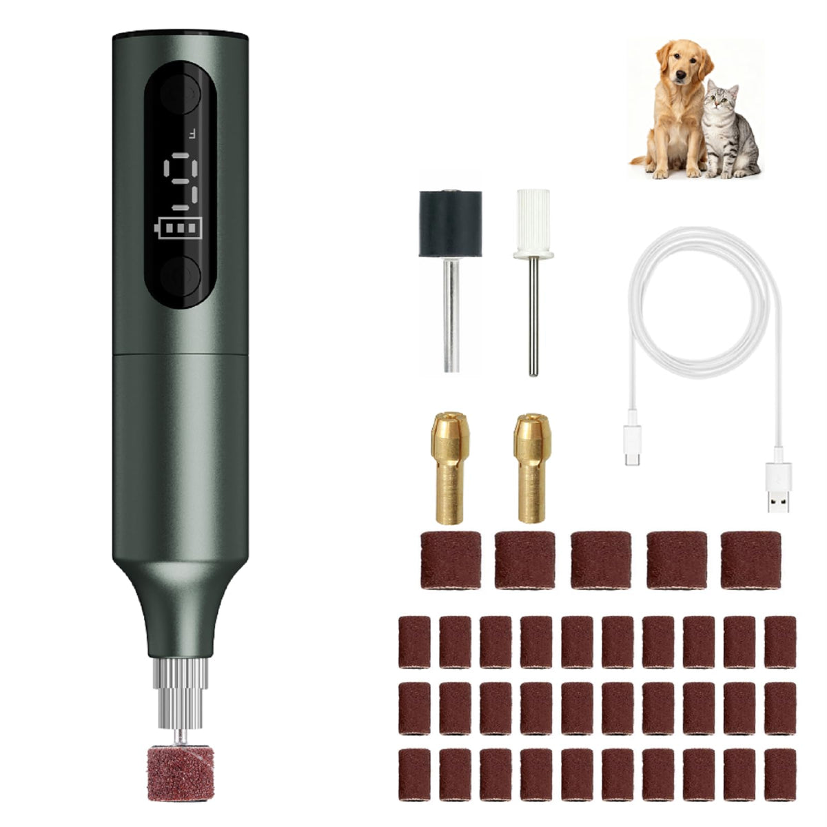 Rechargeable 9-Speed Adjustable Ultra Quiet Electric Dog Nail Grinder H4721