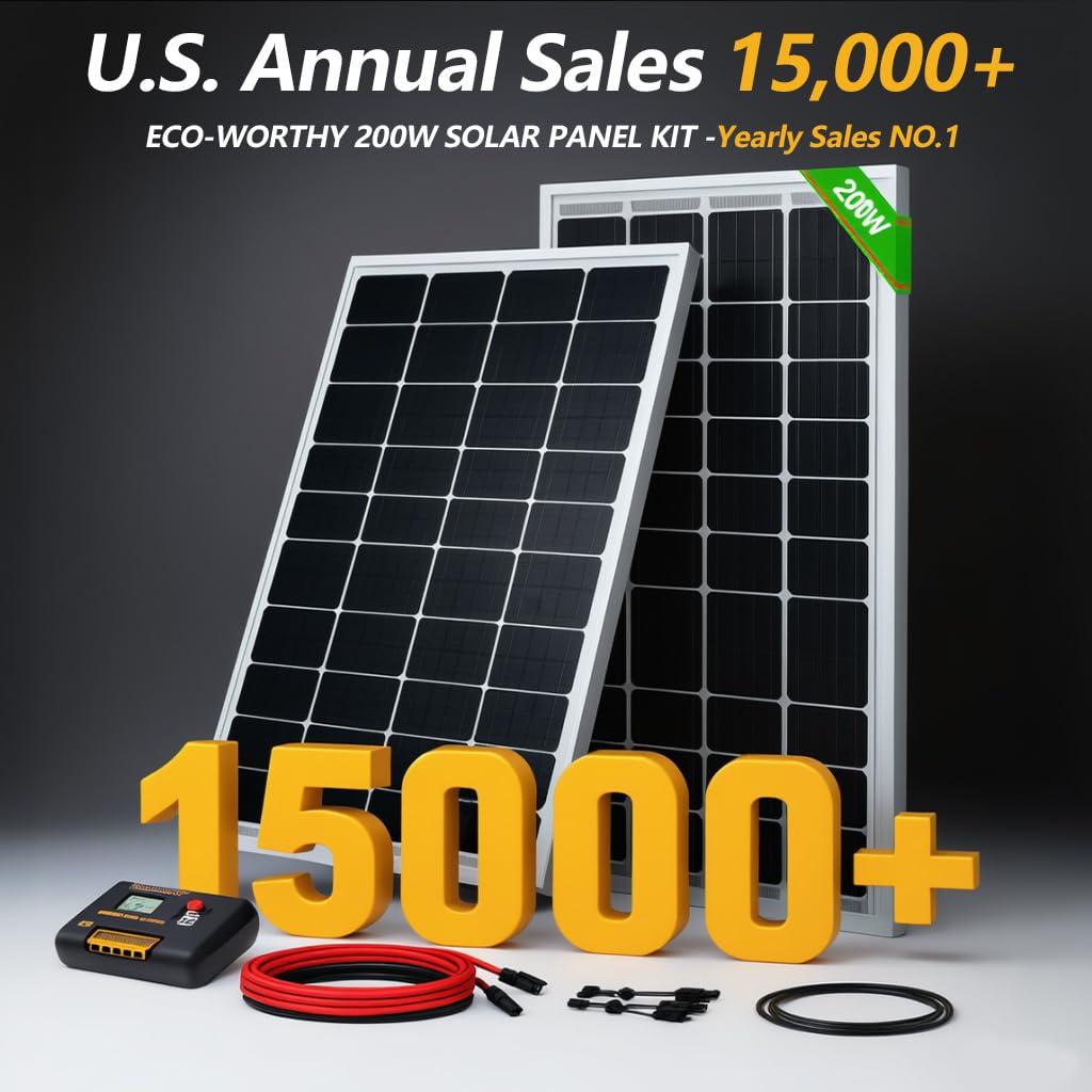 200 Watts 12 Volt/24 Volt Monocrystalline Solar Panel Kit with 30A PWM Charge Controller G368920