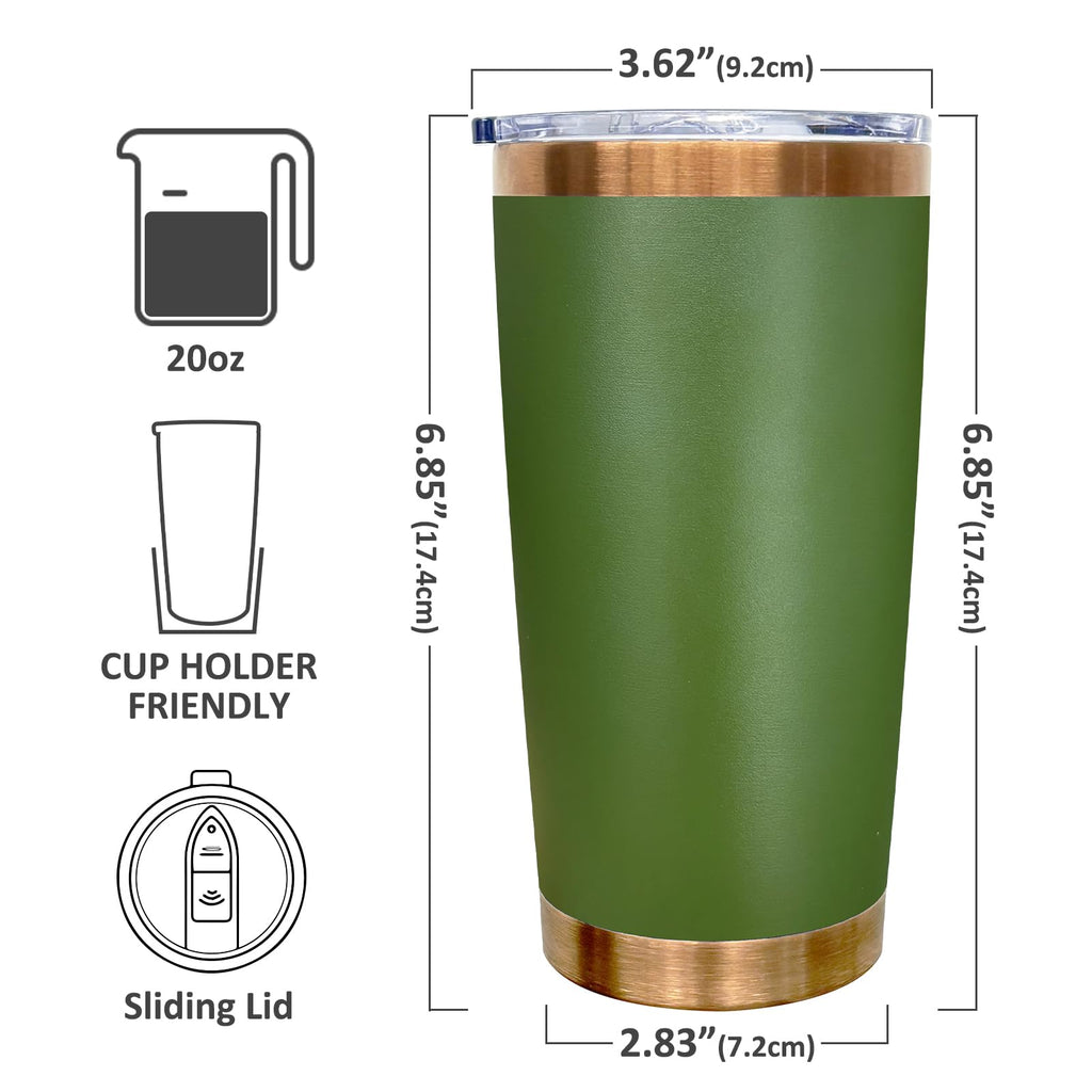 20 oz Stainless Steel Tumblers with Lids and Straws Army Green D785