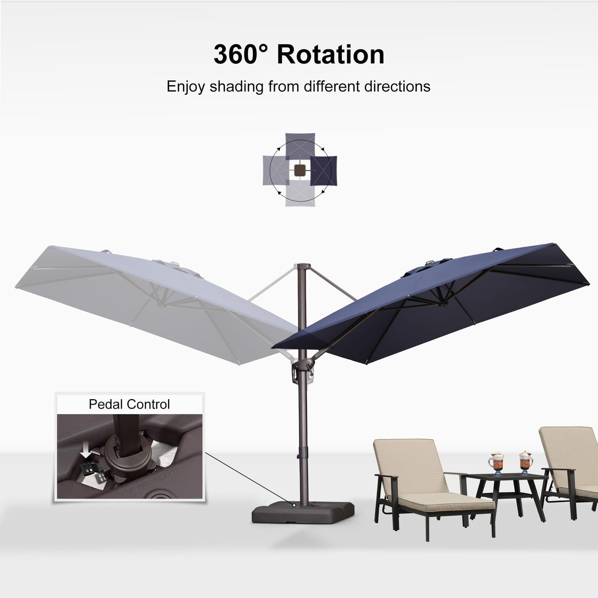 Navy Blue 8' X 8' Cantilever Umbrella with Base Y93773