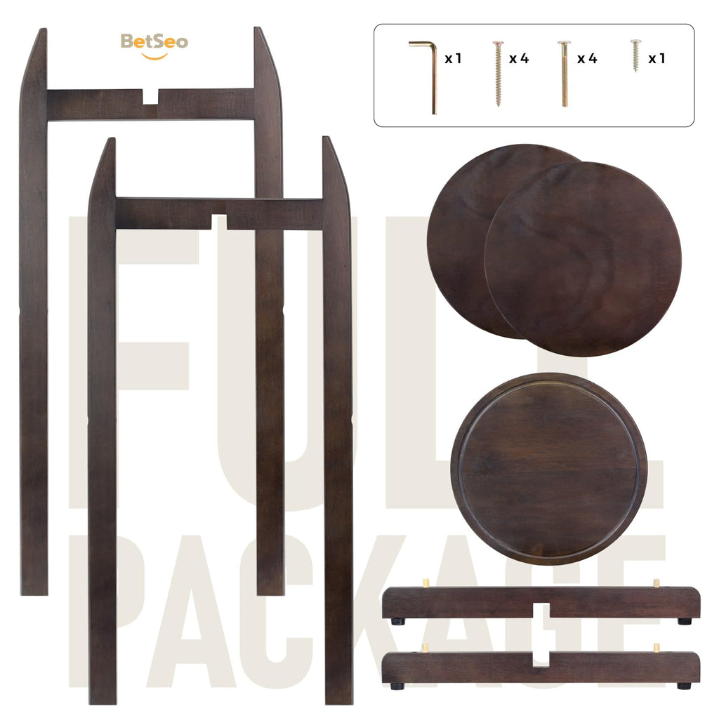 Solid Wood Water Dispenser Floor Stand with 3 Round Shelfs E94163