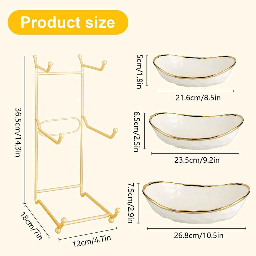 3-Tier Ceramic Fruit Bowl with Stand N8263