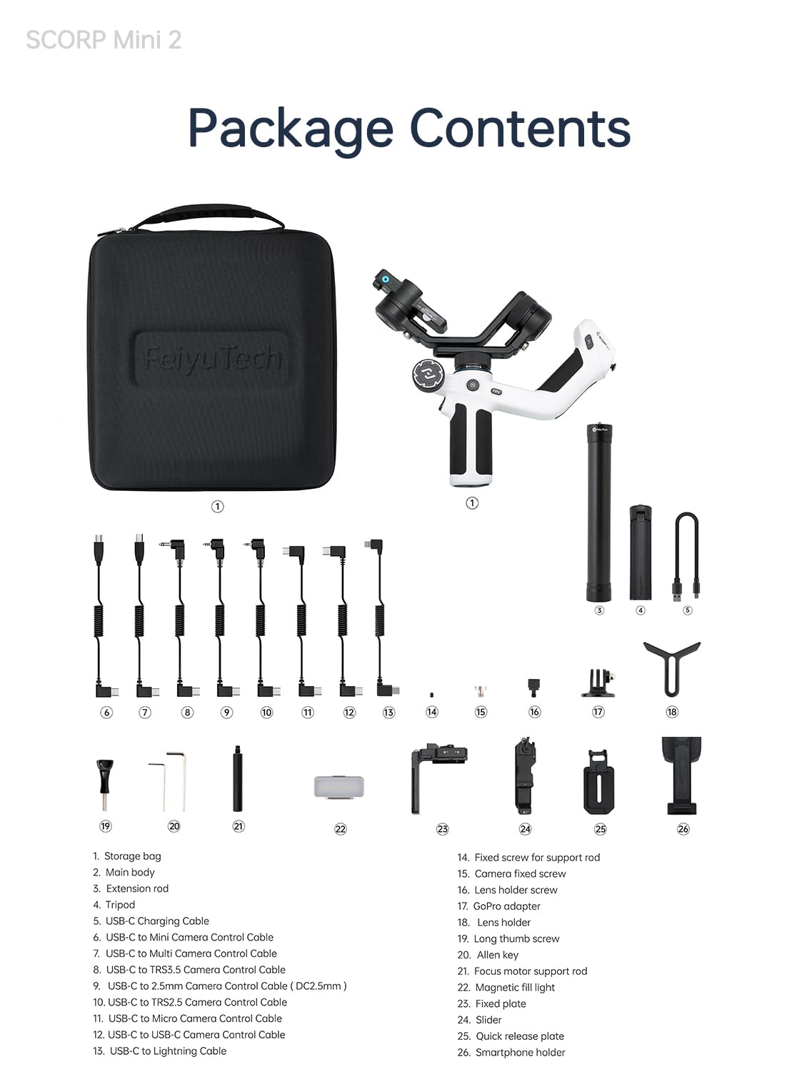 White 3-Axis Camera Stabilizer Gimbal S940