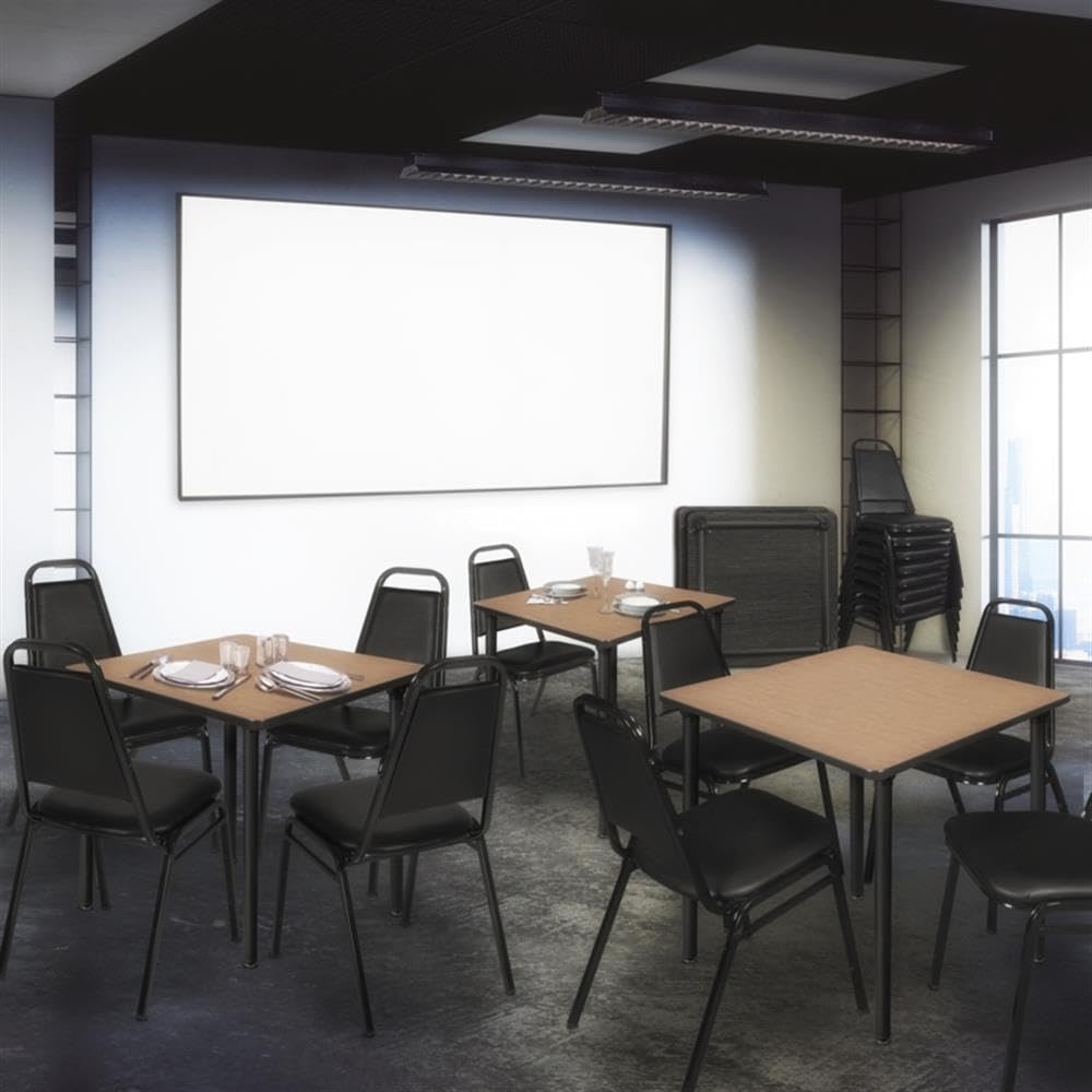 Square Folding Table with Black Tubular Steel Legs S8266