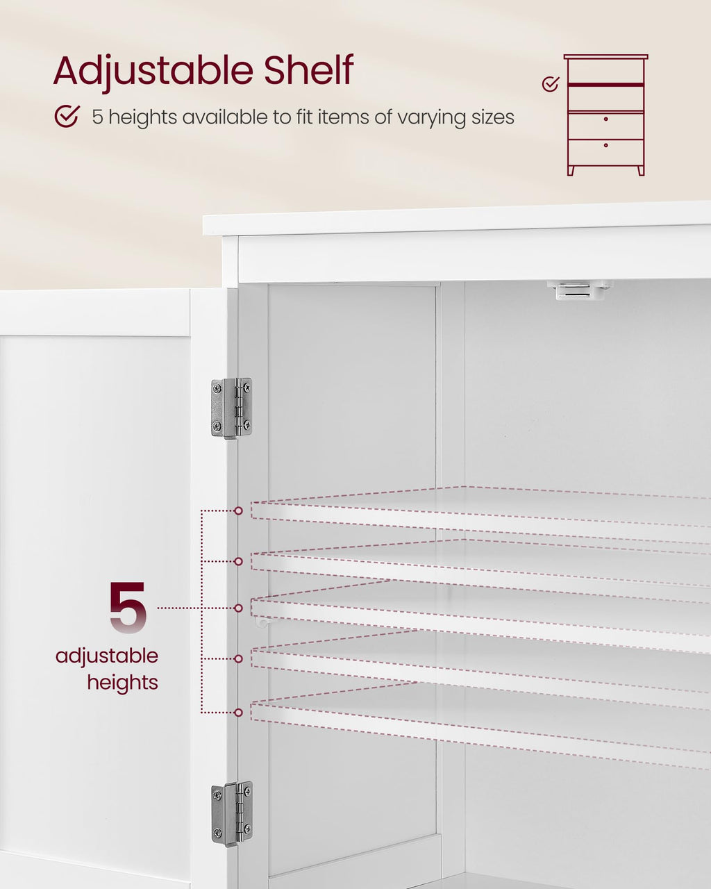 Cloud White Bathroom Floor Cabinet with 2 Doors, 2 Drawers F454