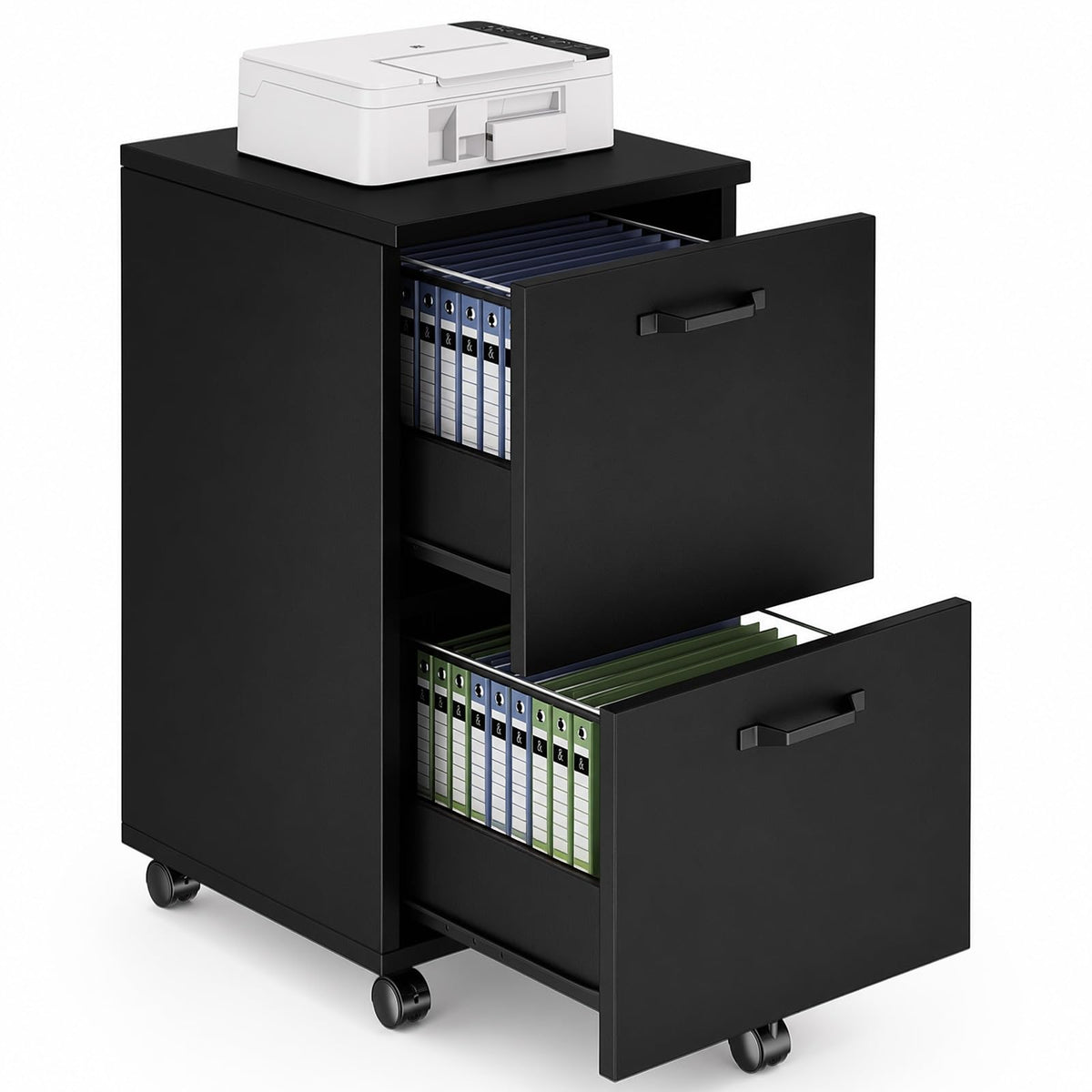2 Drawer Black Wood File Cabinet T8297