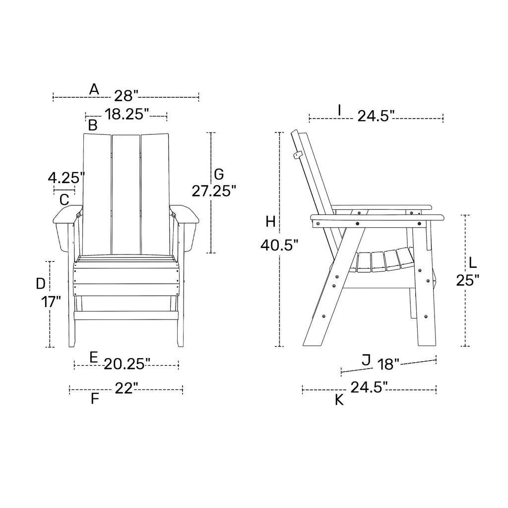 HDPE Adirondack Dining Chair Navy Blue L553