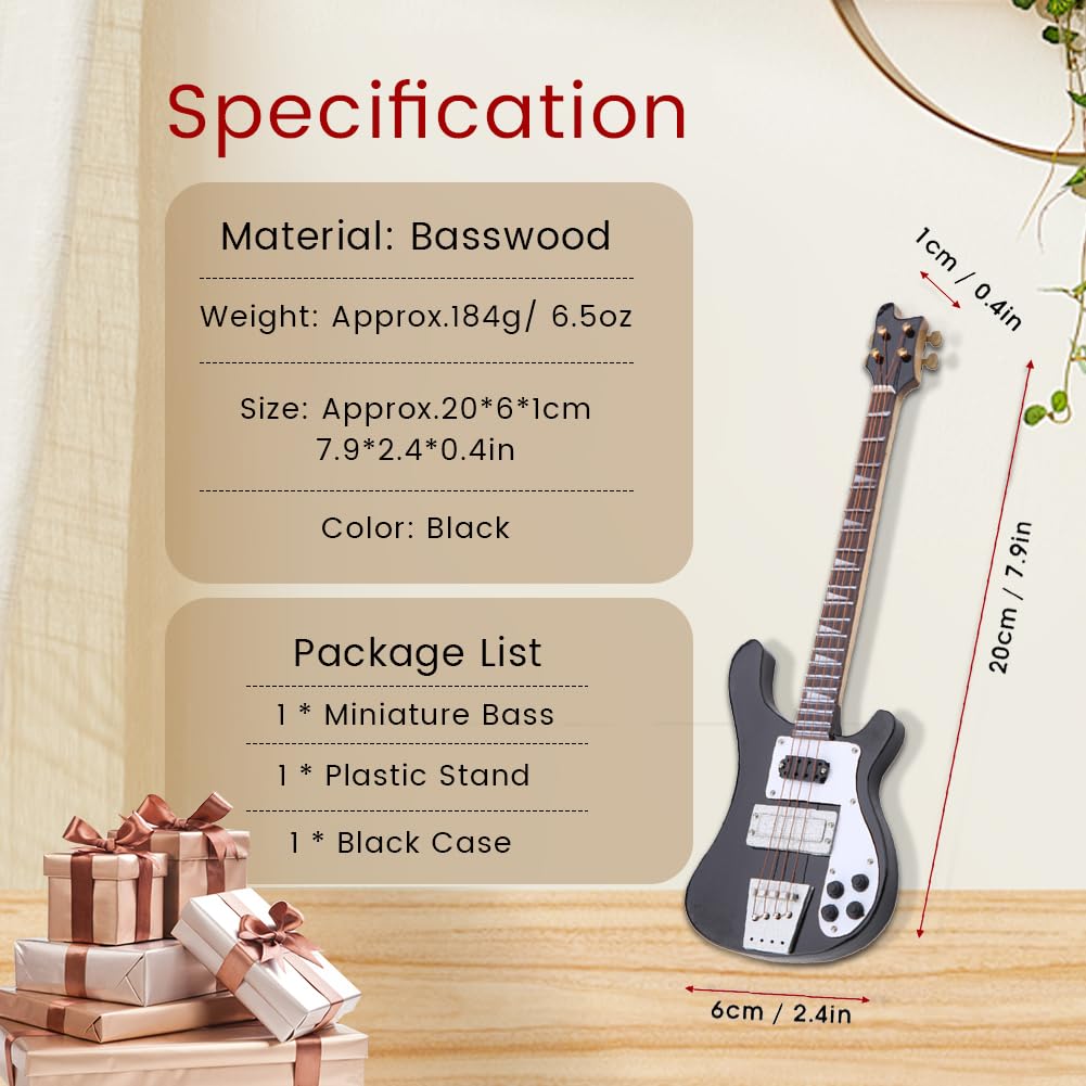 Black Miniature Bass Guitar Replica 1:4 Scale X34656