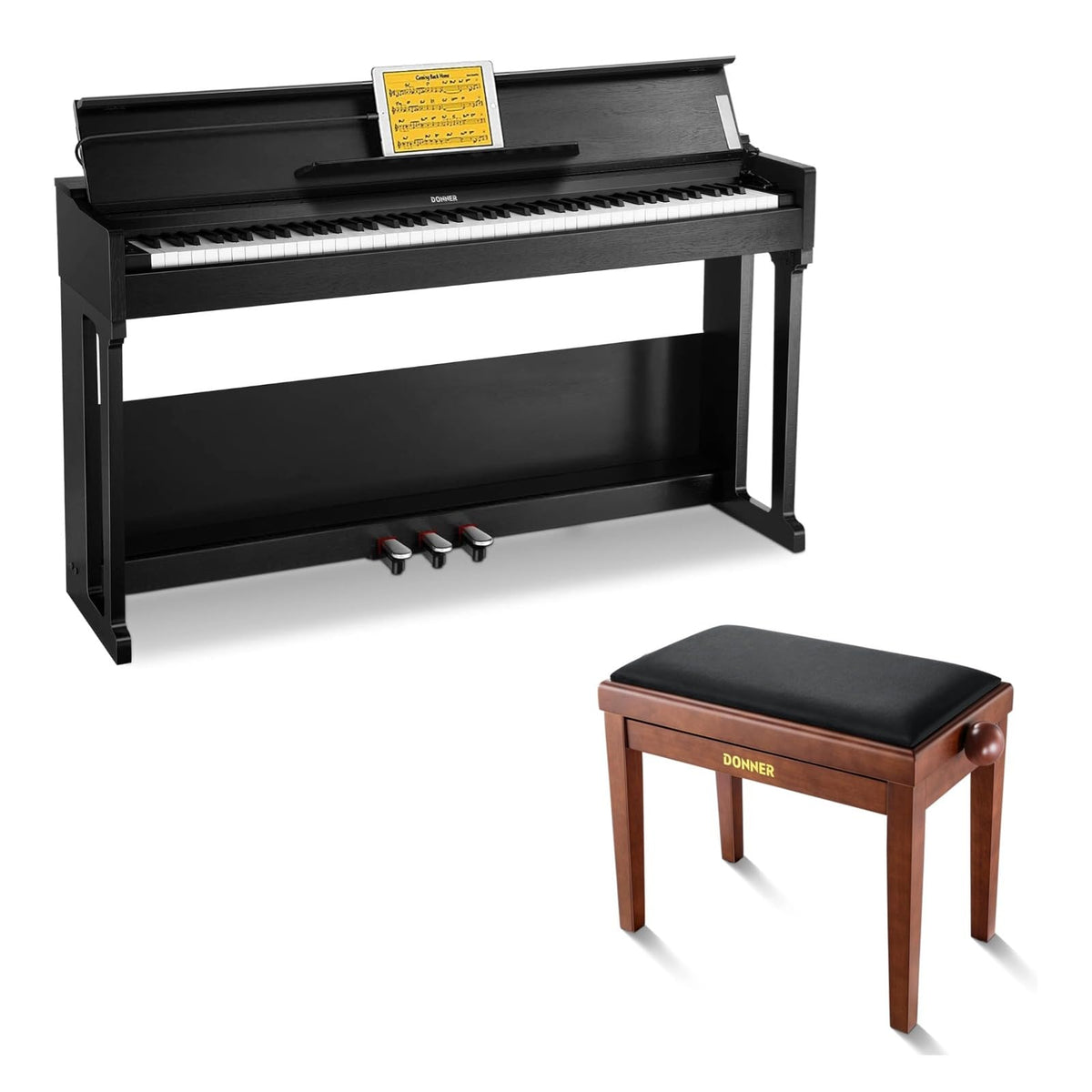 88-Key Weighted Action Digital Piano + Solid Wood Keyboard Bench H563961