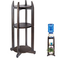 Solid Wood Water Dispenser Floor Stand with 3 Round Shelfs E94163