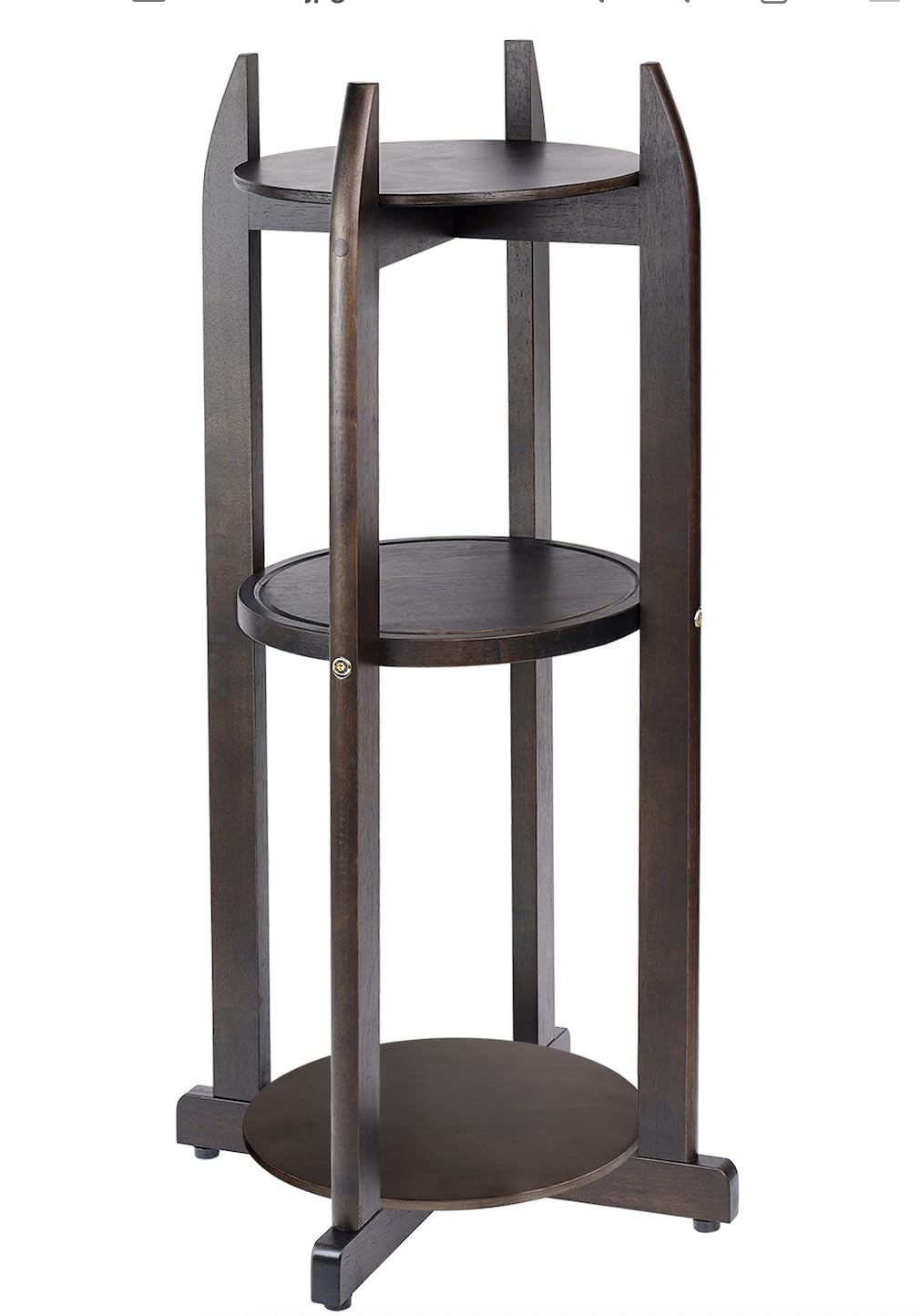 Solid Wood Water Dispenser Floor Stand with 3 Round Shelfs E94163
