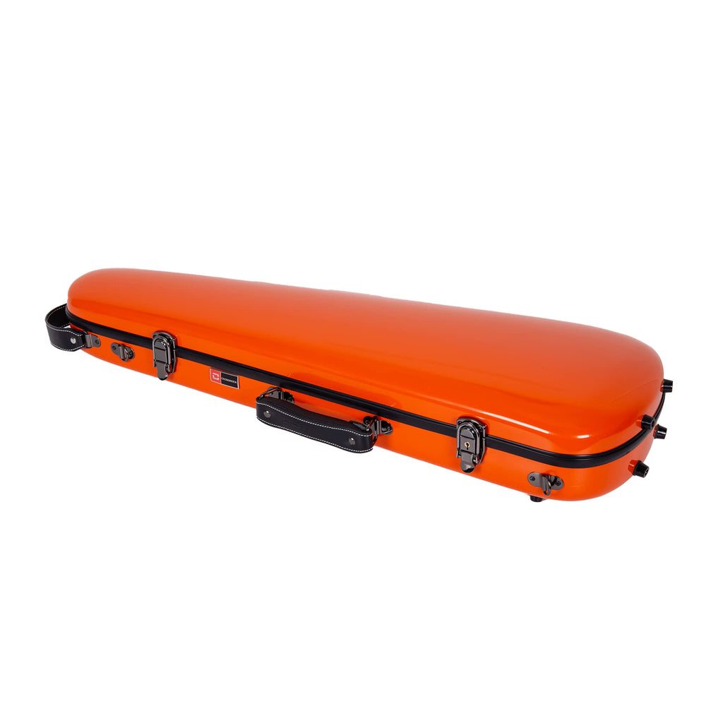 Fiberglass Violin Case for 4/4 Full Size Glossy Orange Velvet Interior O19186