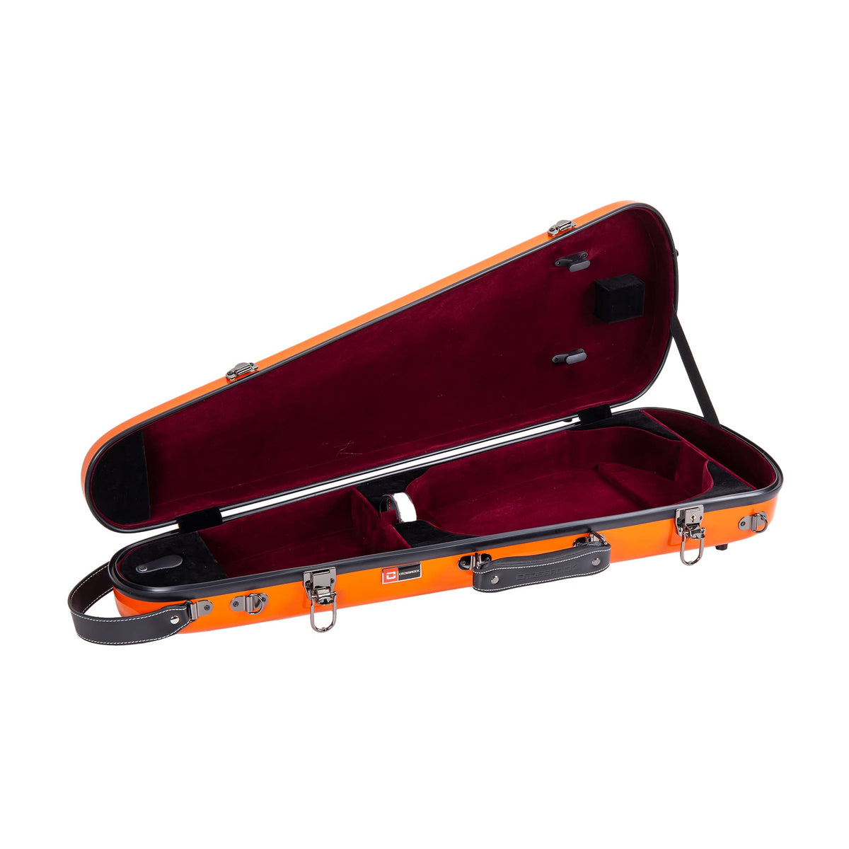 Fiberglass Violin Case for 4/4 Full Size Glossy Orange Velvet Interior O19186