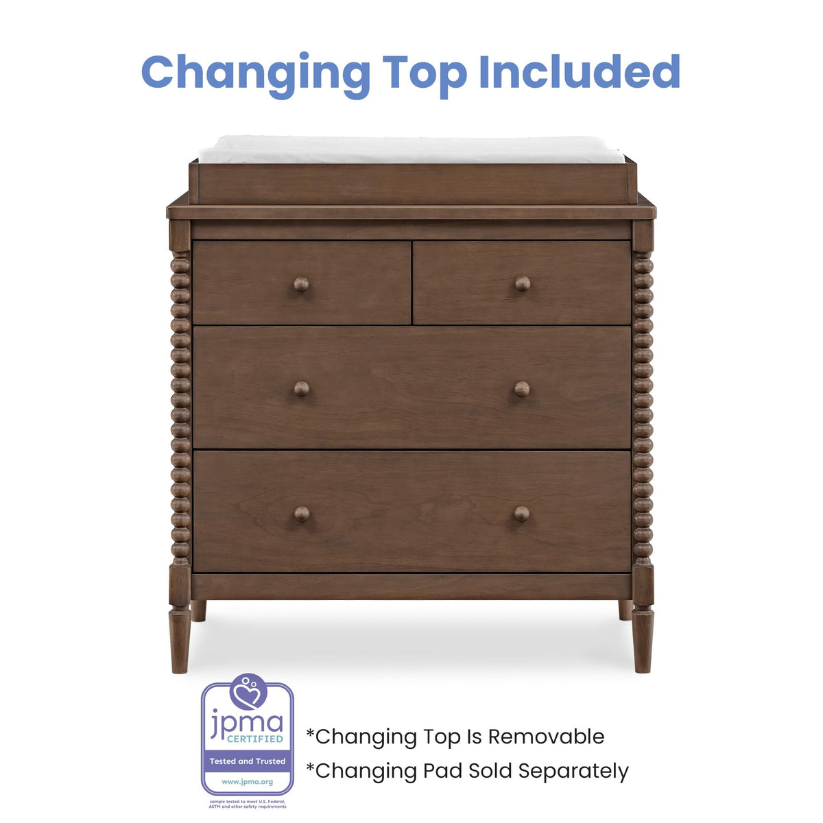 4 Drawer Dresser with Changing Top H3575