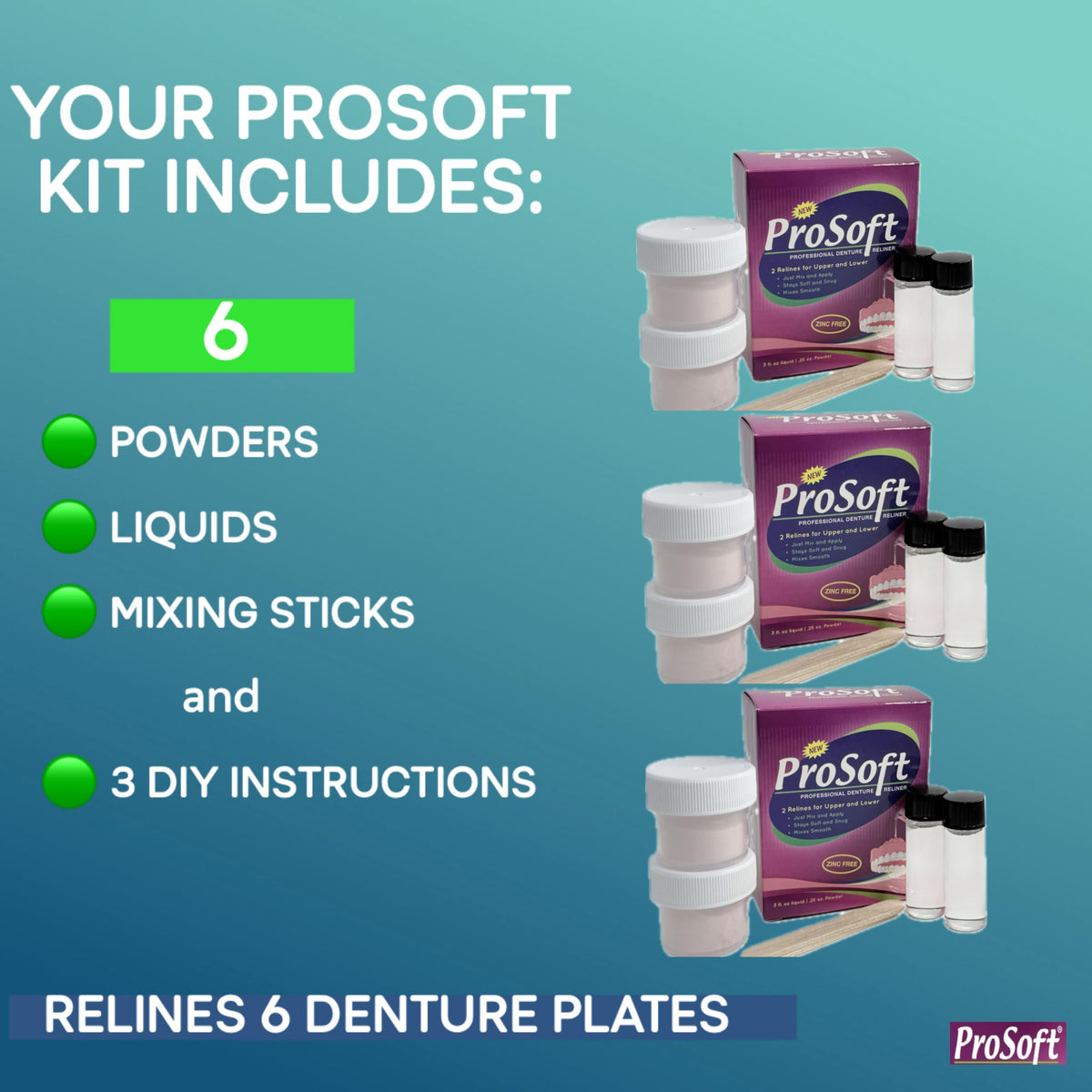Denture Reliner Kit, 3 Boxes C66229