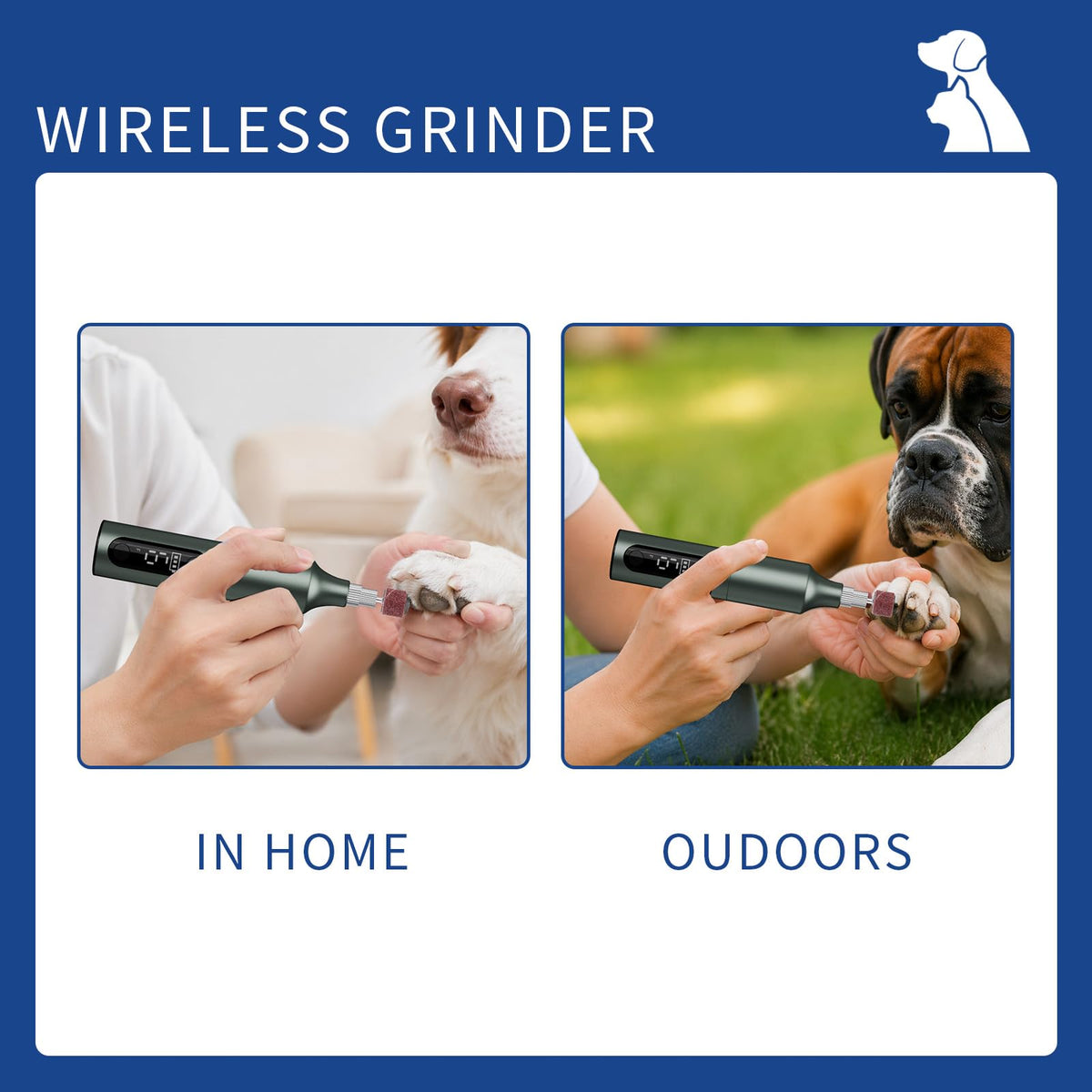 Rechargeable 9-Speed Adjustable Ultra Quiet Electric Dog Nail Grinder H4721