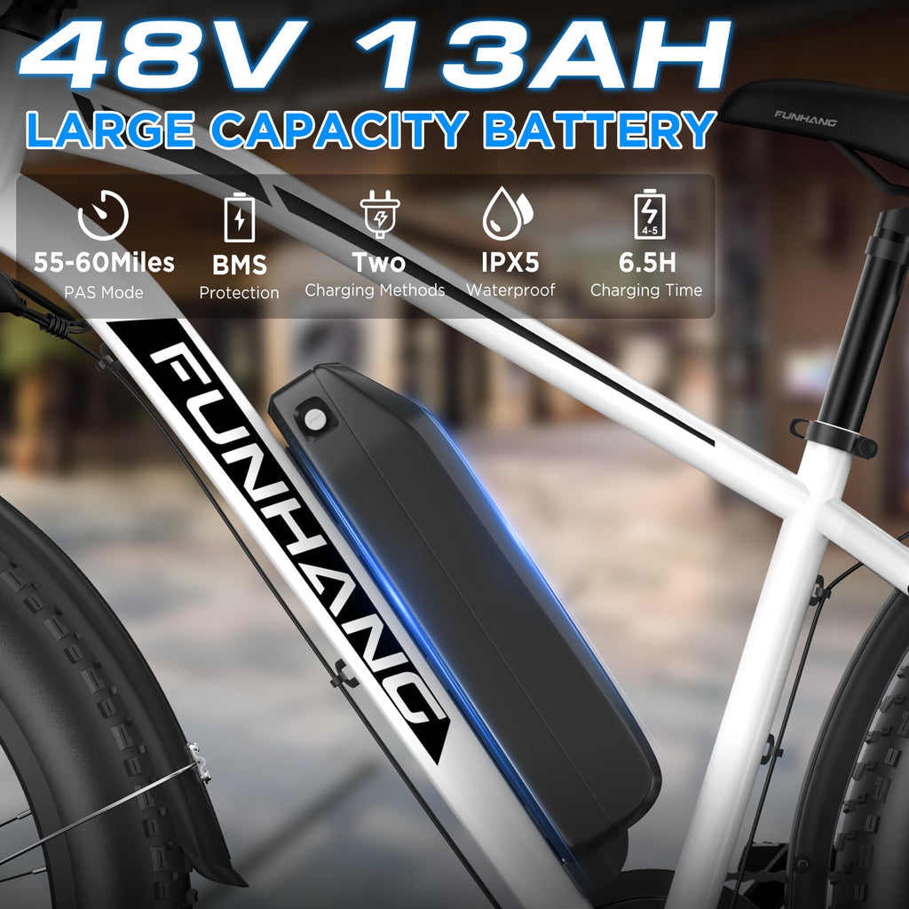 1000W 26" Fat Tire Electric Mountain Bike with 48V 13AH Battery X82760