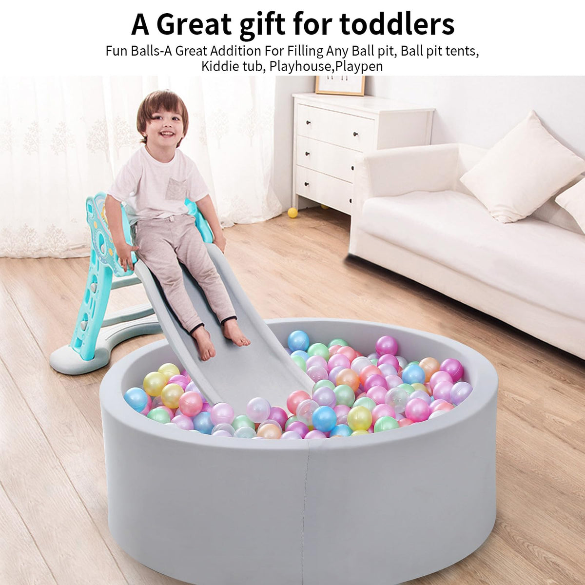 Pack of 100 200 500 BPA Free Non-Toxic Crush Proof Plastic Ball Pit Balls R392757