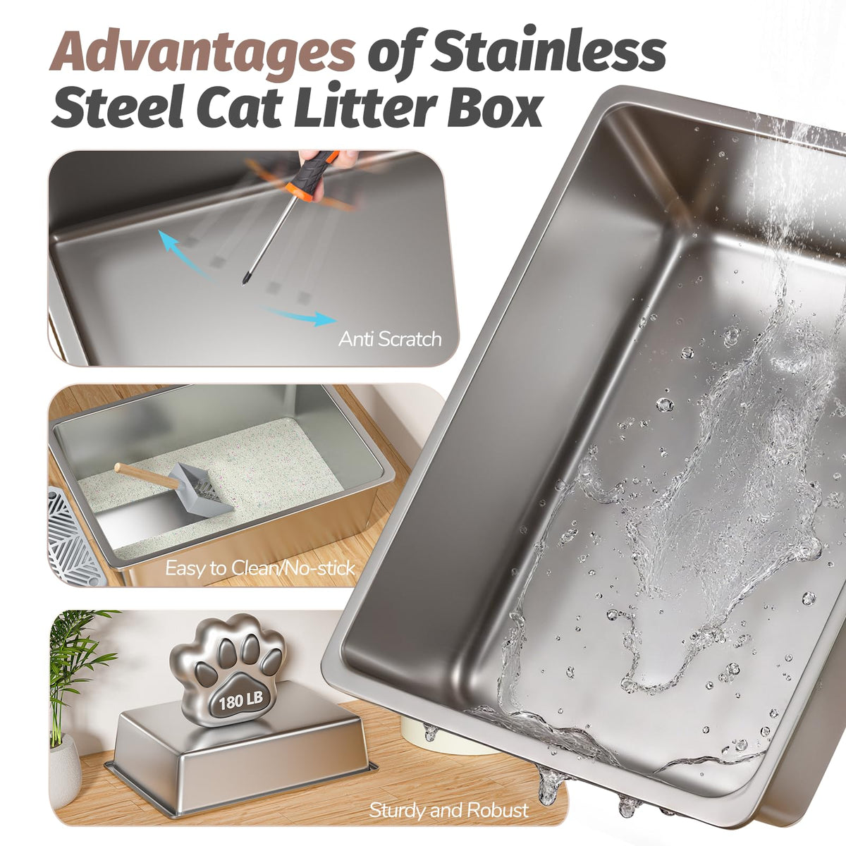 Stainless Steel Cat Litter Box B43610