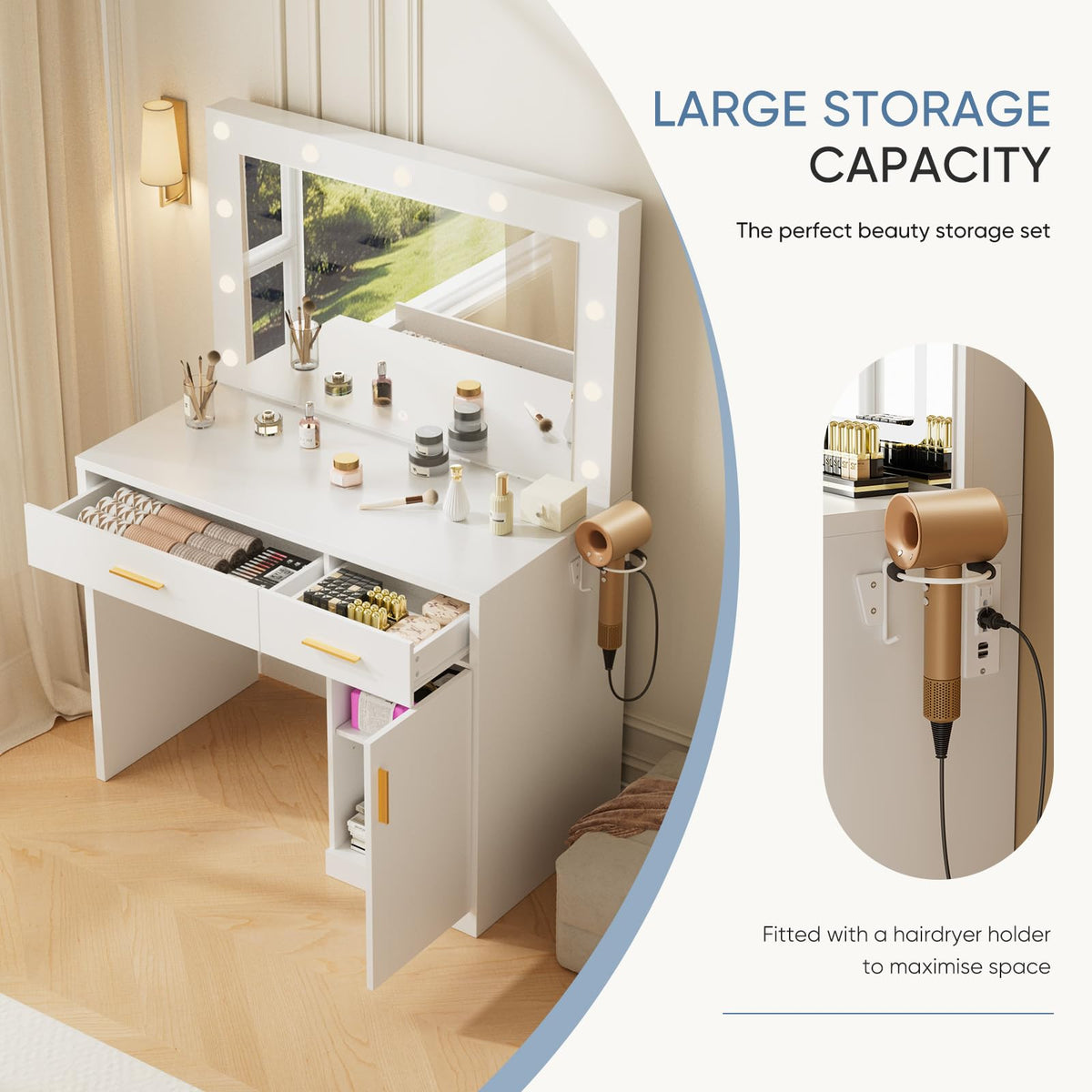 Vanity Desk with Mirror and Lights V637300