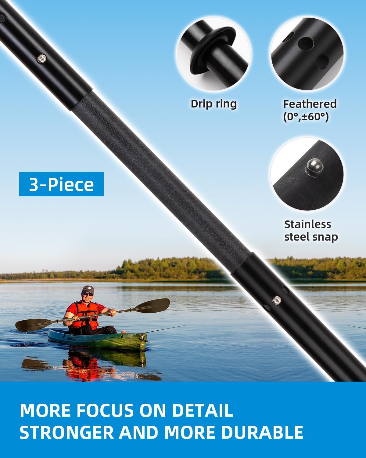 Adjustable Fishing Kayak Paddle with Paddle Leash A468706
