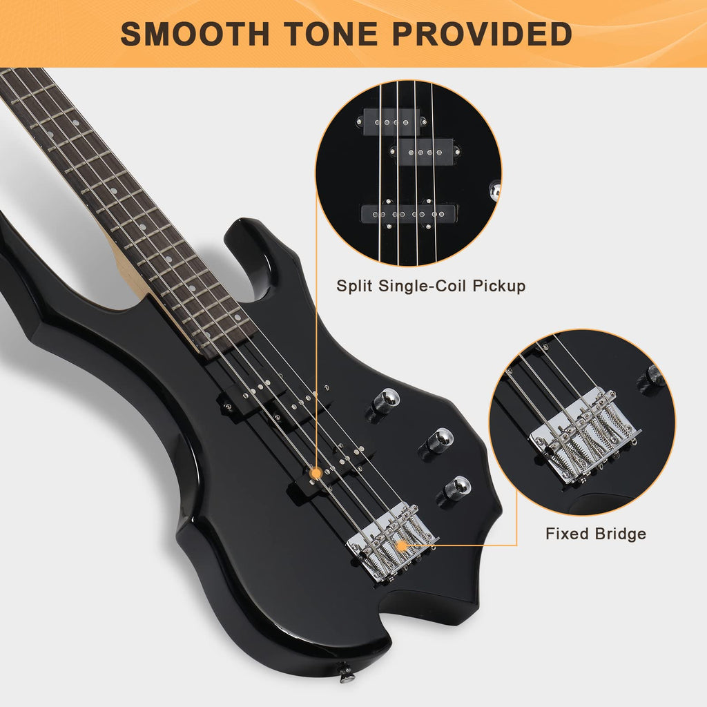 Electric Bass Guitar 4 Strings Black Z295044