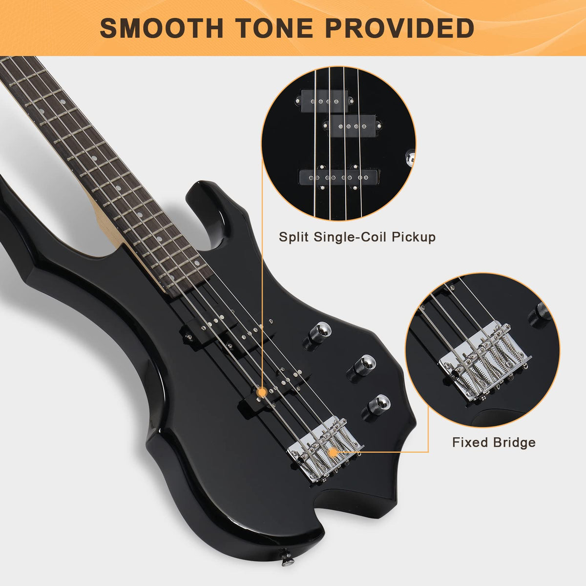 Electric Bass Guitar 4 Strings Black Z295044