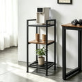 Black Metal Wood 3 Tier Water Dispenser Stand J90060