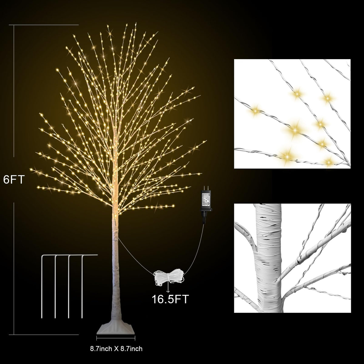 6FT Lighted Birch Tree with 880 LED Lights S75805