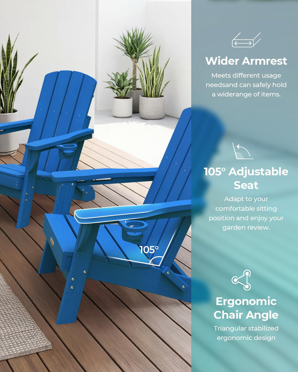 Folding Adirondack Chair with 2 Cup Holders X431499