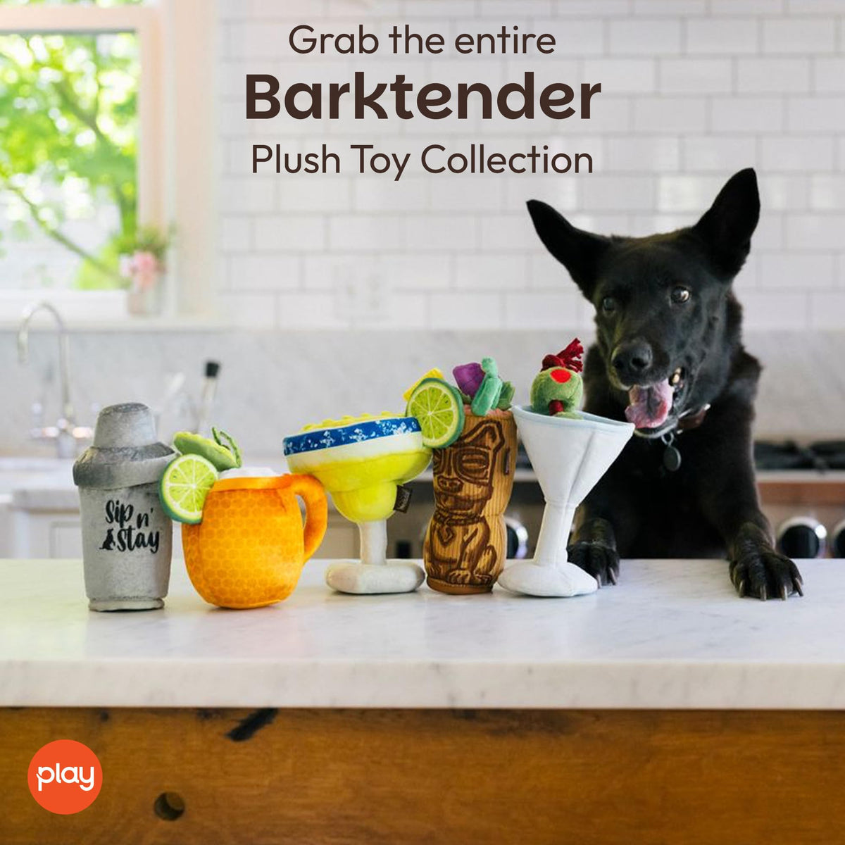 Plush Dog Squeaker Toy with Hidden Rope E93029