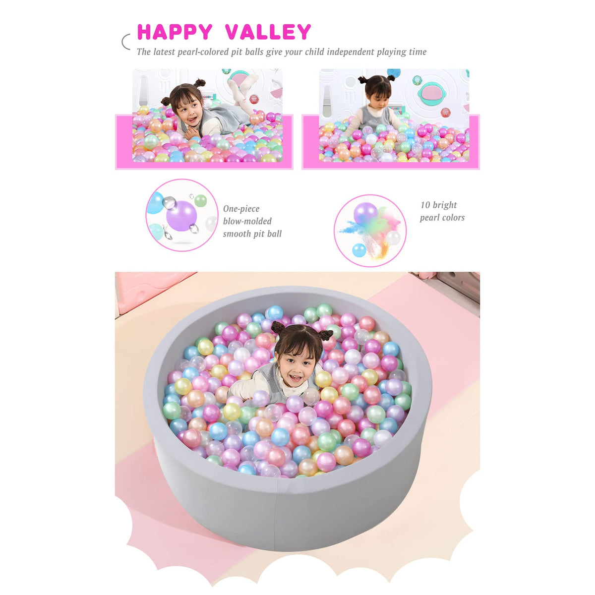 Pack of 100 200 500 BPA Free Non-Toxic Crush Proof Plastic Ball Pit Balls R392757