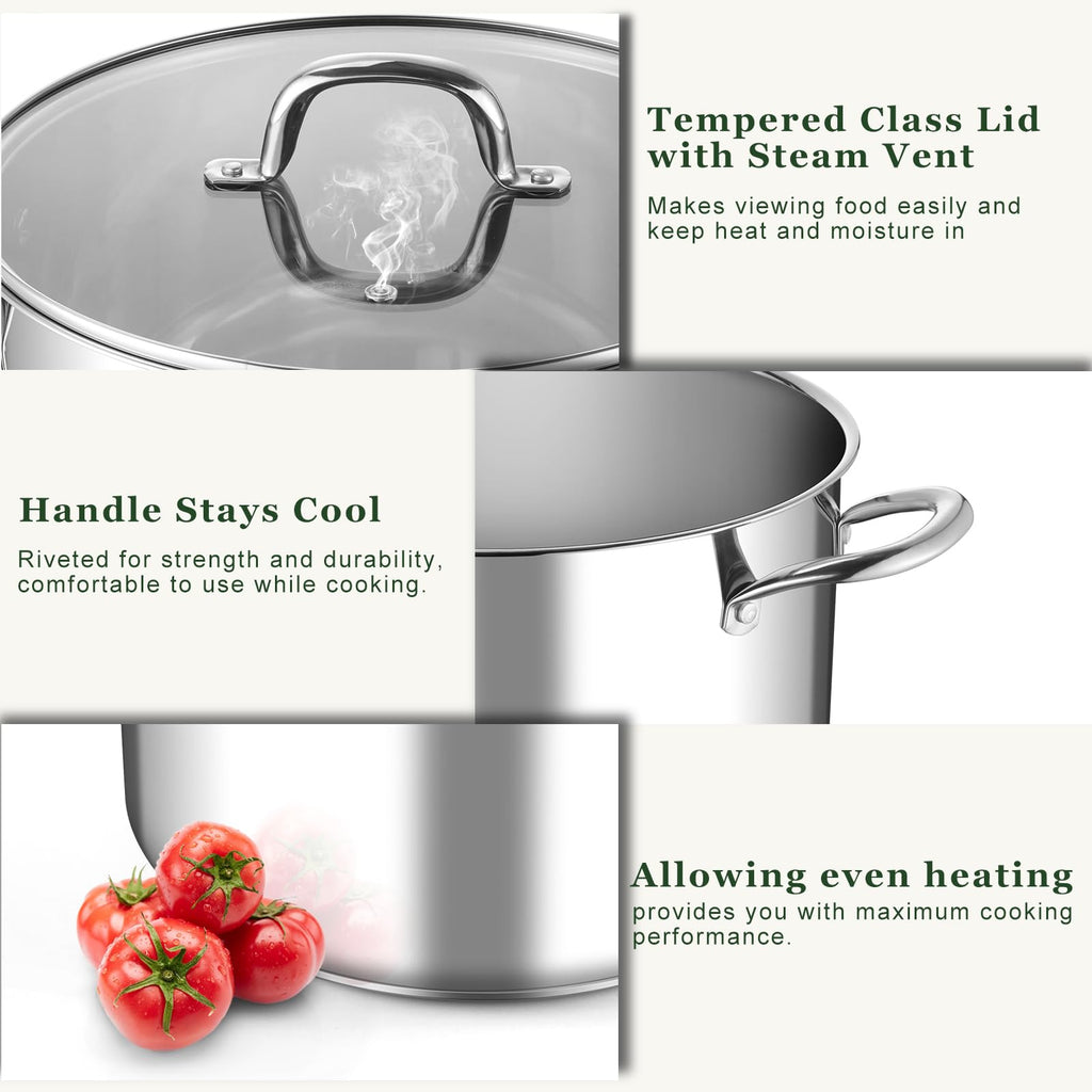 14Qt Stainless Steel Stock Pot with Lid L6034