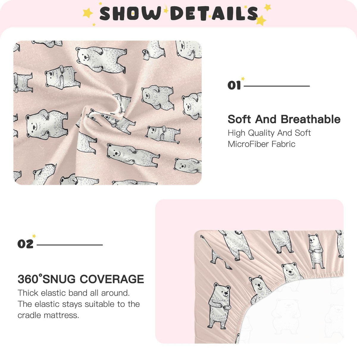 Soft Breathable Microfiber Crib Sheet, Standard Size 28in x 52in M9584