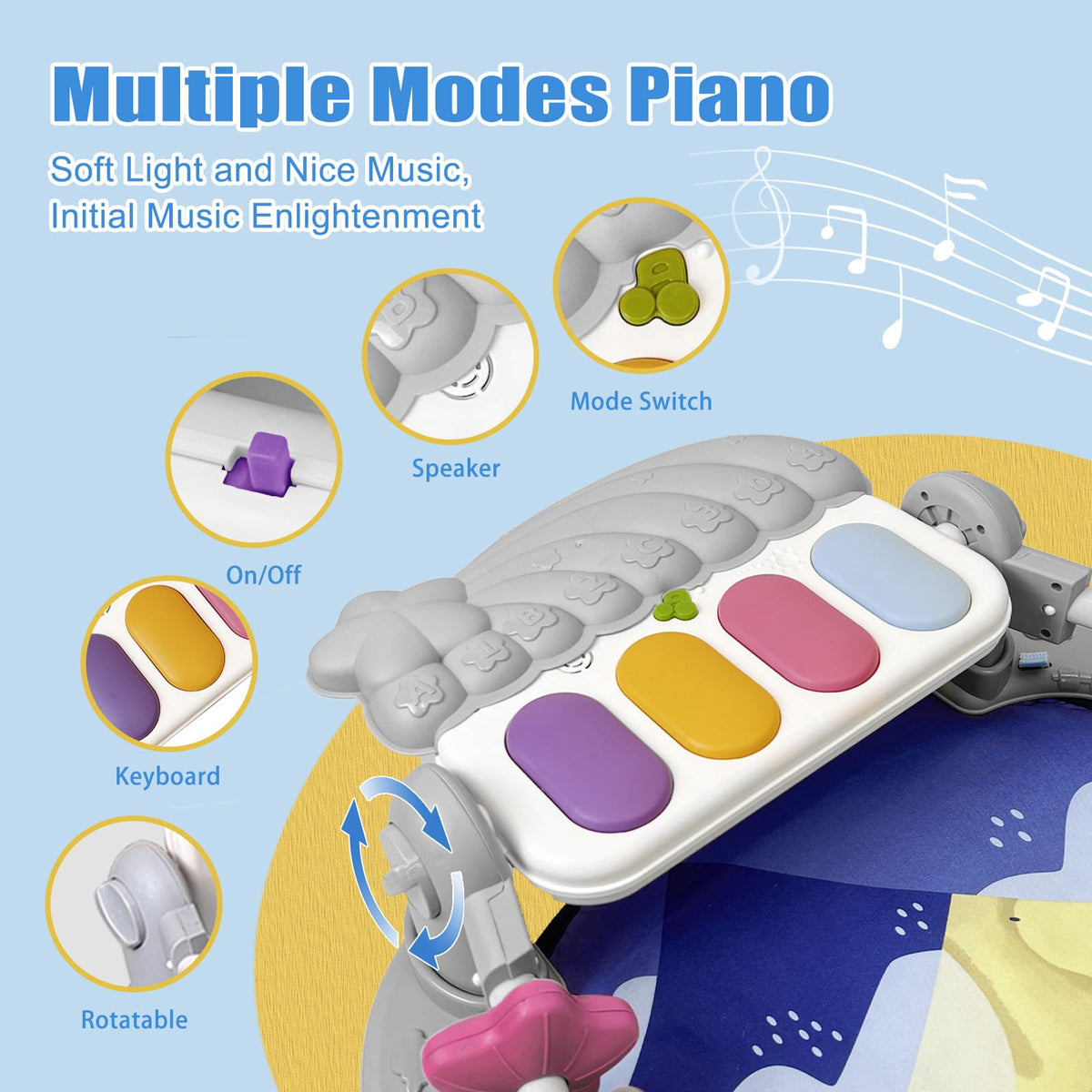 Baby Play Gym Mat with Music and Light G8321