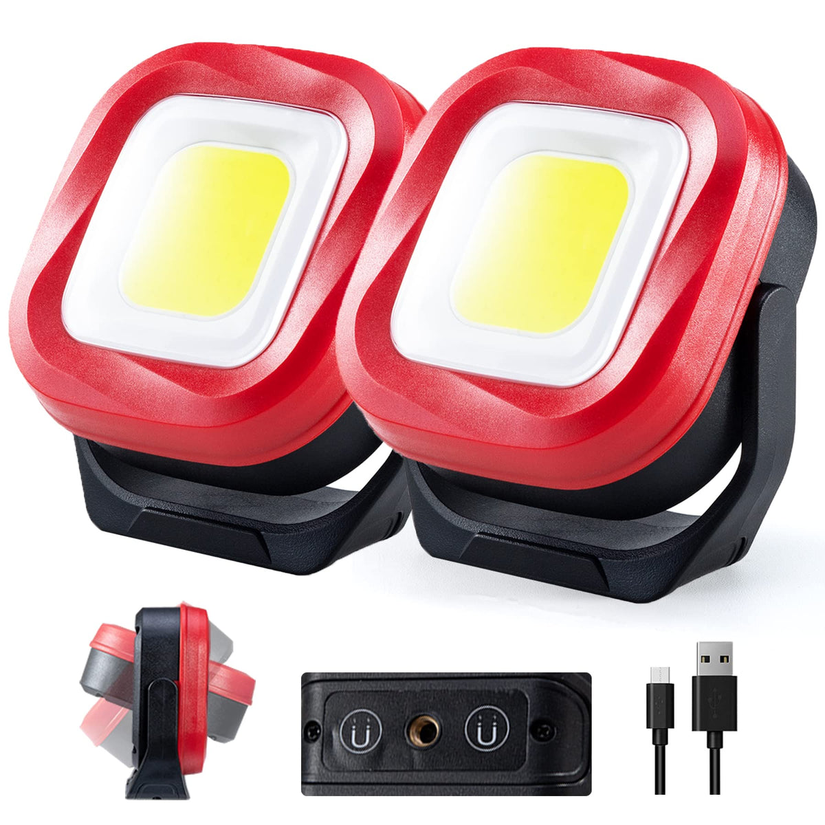 Magnetic Work Light, 42 LEDs 1000 Lumens Rechargeable Portable Inspection Light (2 PCS) A88273
