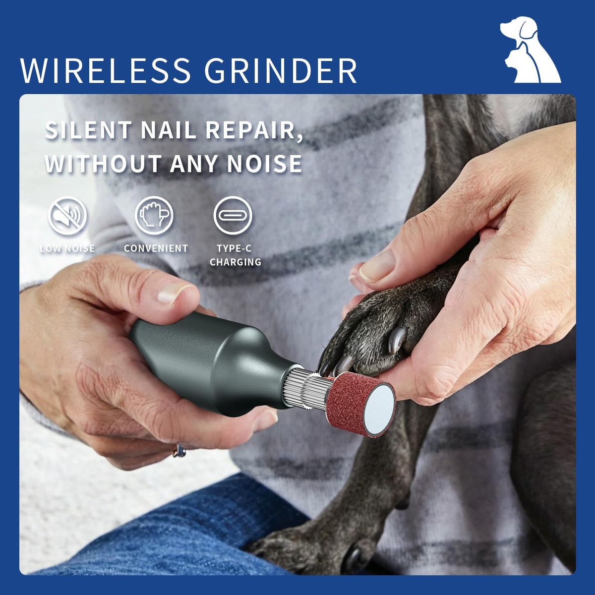 Rechargeable 9-Speed Adjustable Ultra Quiet Electric Dog Nail Grinder H4721