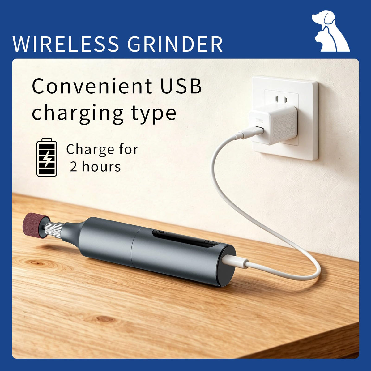 Rechargeable 9-Speed Adjustable Ultra Quiet Electric Dog Nail Grinder H4721