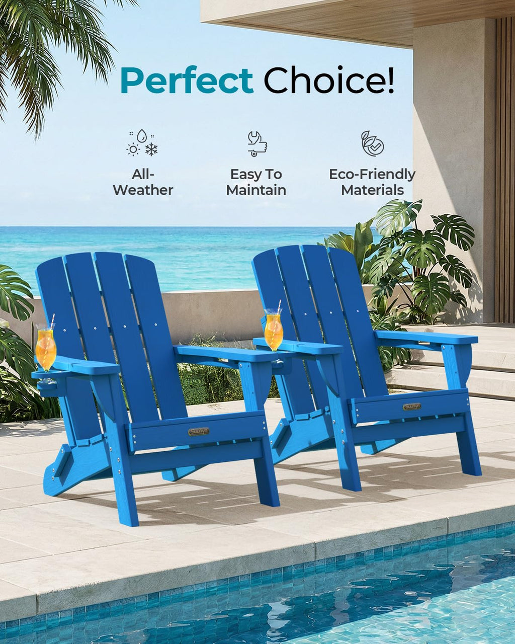 Folding Adirondack Chair with 2 Cup Holders X431499
