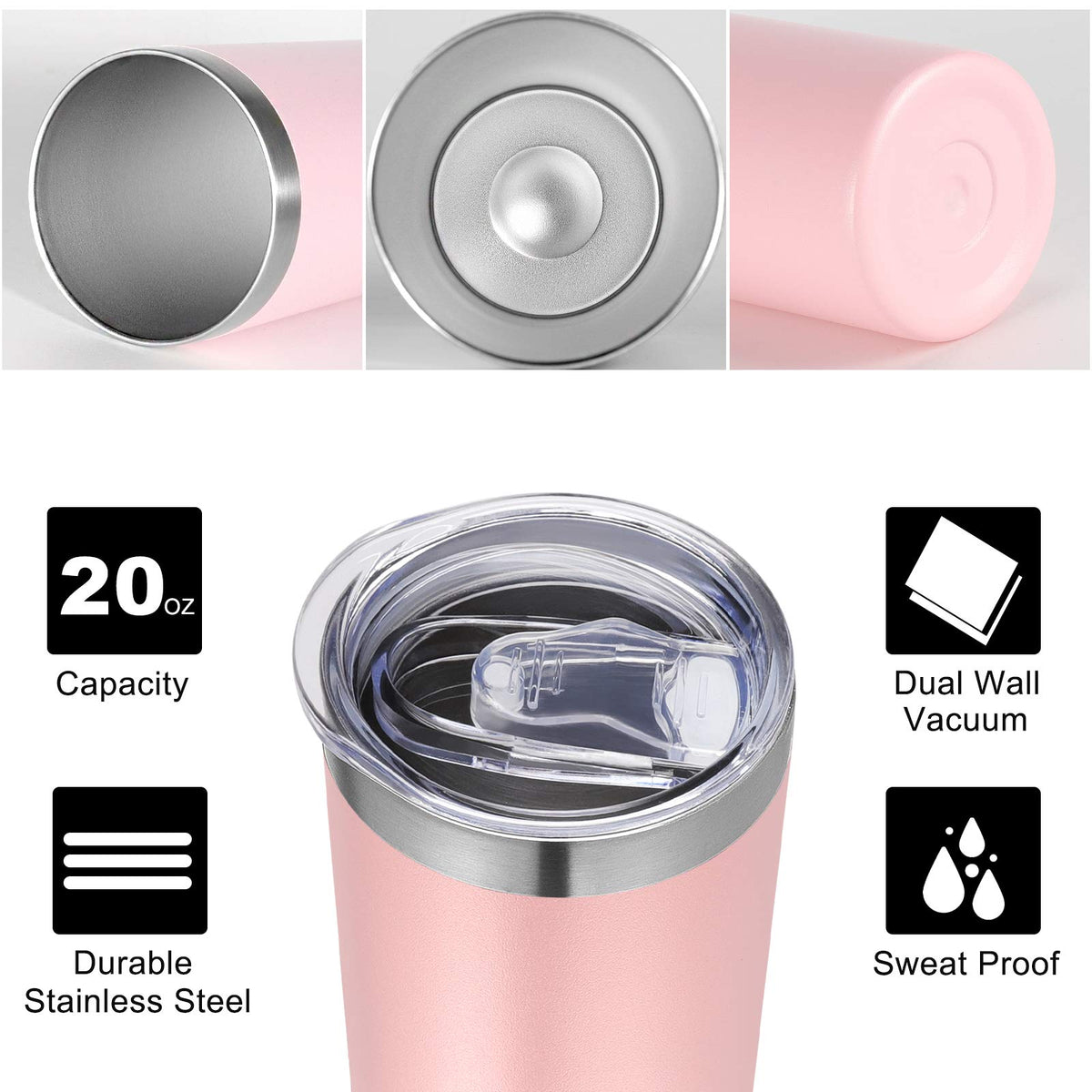 20 oz Stainless Steel Insulated Tumbler with Lid and Straw S15349