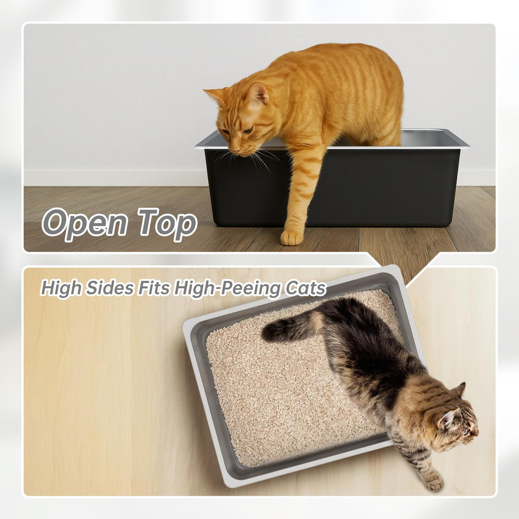 High Sided Stainless Steel Cat Litter Box M44520