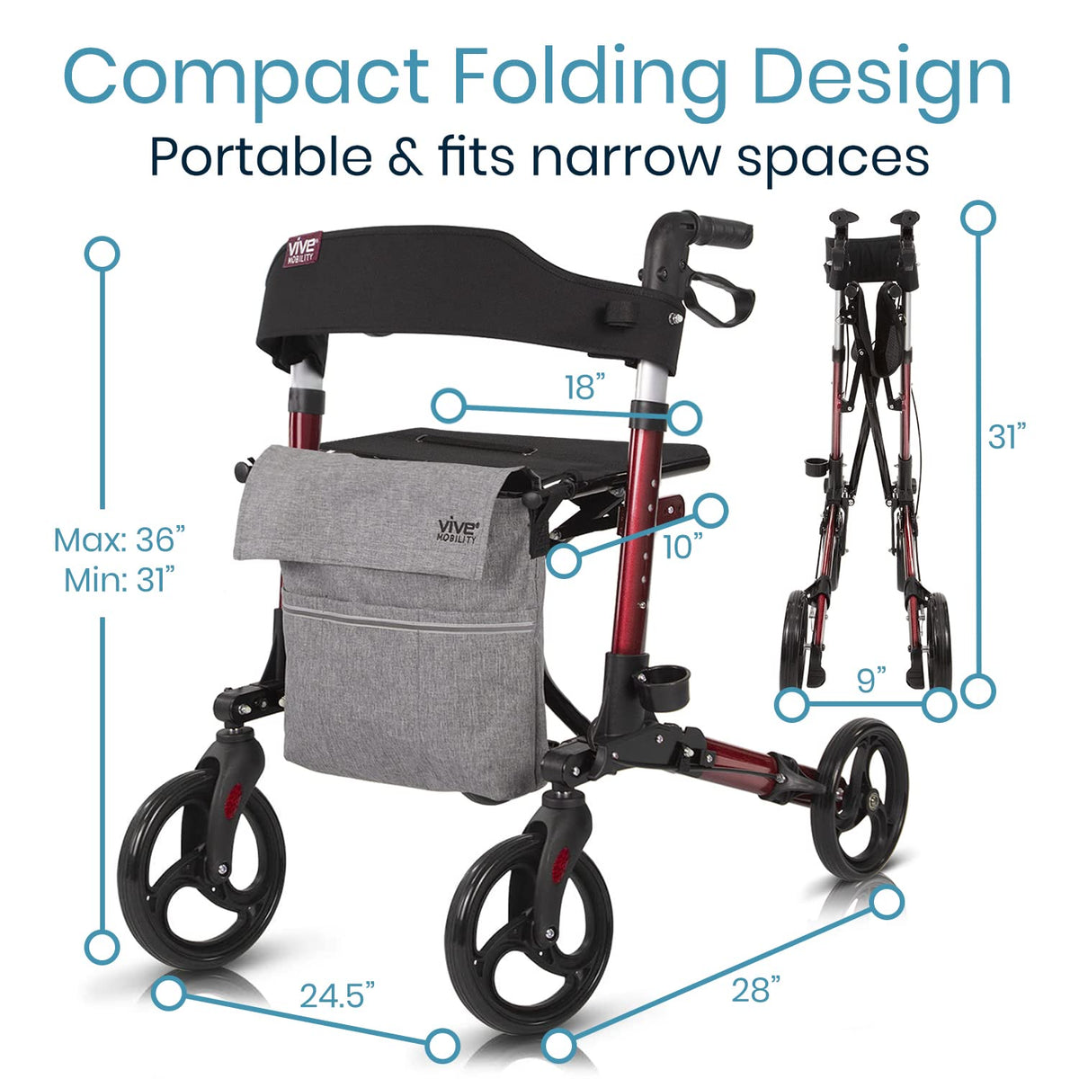 Folding 4 Wheel Rollator Walker Y45804